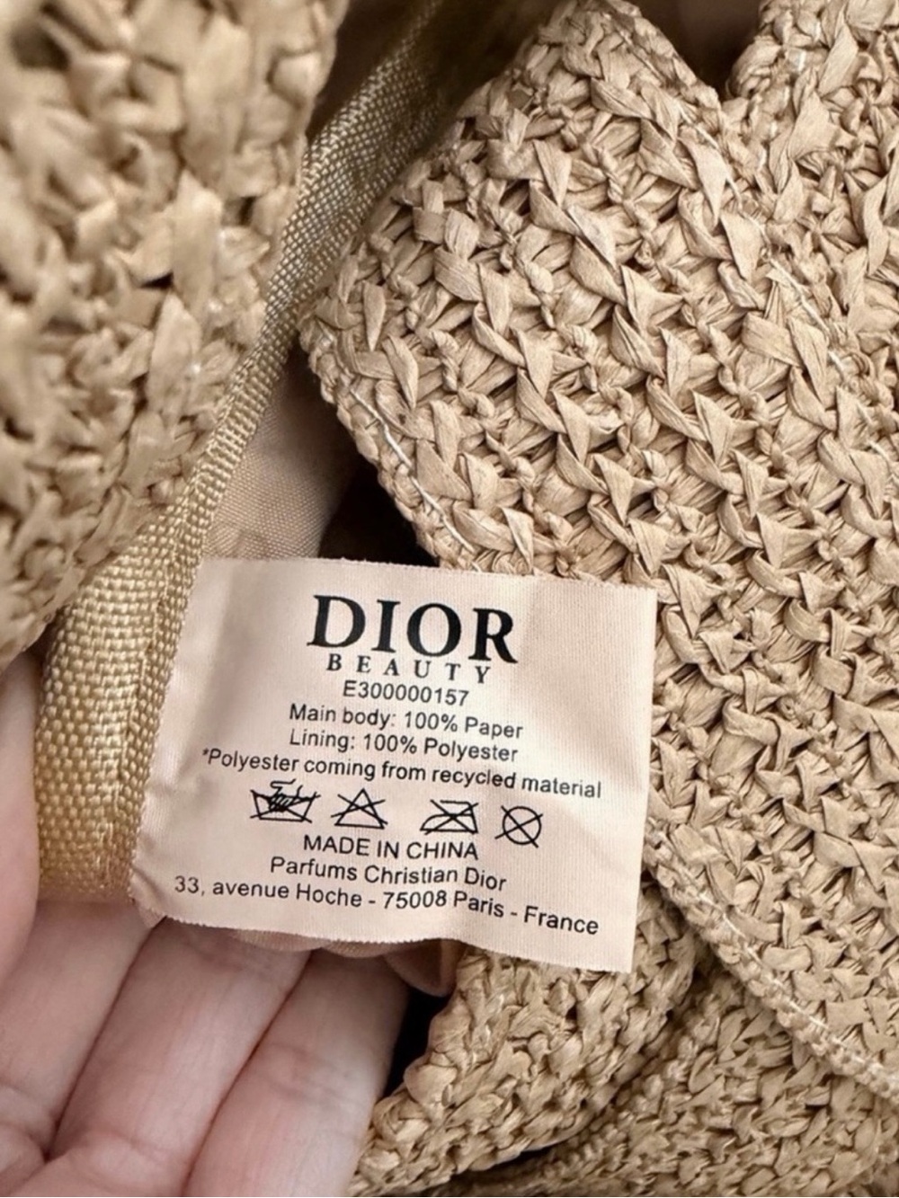 Dior Beige Raffia Beach Tote with White Logo Embroidery - Picture 7 of 8